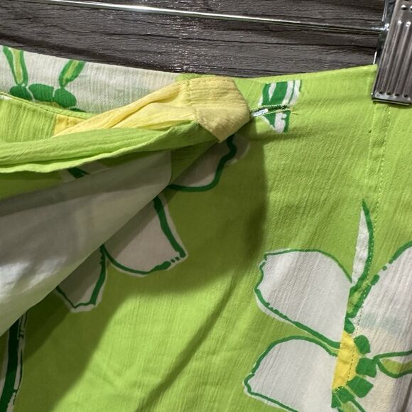 Lilly Pulitzer Women’s A-Line Pleated Wrap Skirt Sz 4 Green Floral Daisy - Picture 5 of 8